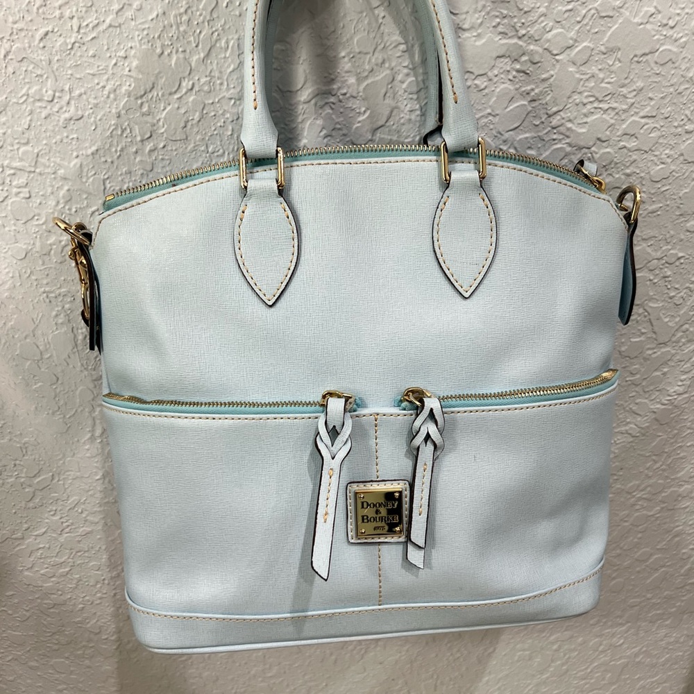 Dooney & Bourke Archives 2010 Pebble Leather Pocket Satchel - Baby Blue